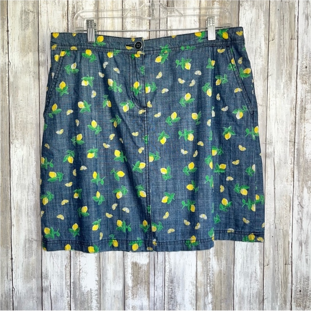 Karen Scott Lemon Print Denim Skort - Picture 2 of 6